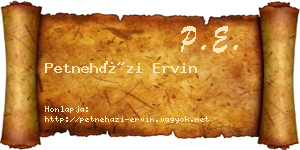 Petneházi Ervin névjegykártya